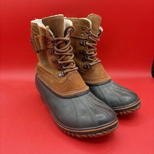 Sorel Womans Winter Fancy Lace II Leather Waterproof Duck Boots Mid-Calf Size 9